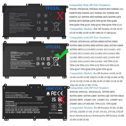 VNYUNQWE HT03XL L11119-855 Laptop Battery Replacement for HP Pavilion 15-DA 15-DB 15-DW 15-CS 15-DY 17-by 17-CA 14-CE 14-CF 14-DF 14-DQ 14-DK Series 15-CS0053CL 15-DA0014DX HSTNN-UB7J HT03041XL