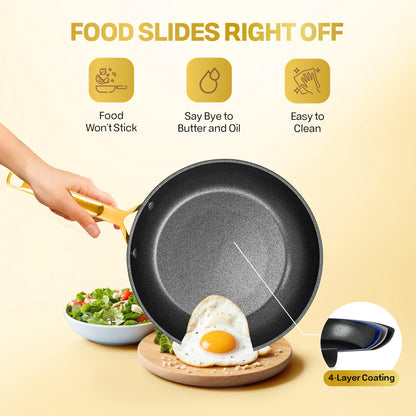 Granitestone Armor Max 12 Inch Non Stick Frying Pans, Nonstick Skillet Frying Pan, Hard Anodized Aluminum Cooking Pan with Stay Cool Handles, Easy to Clean Pan, Induction, Oven and Dishwasher Safe