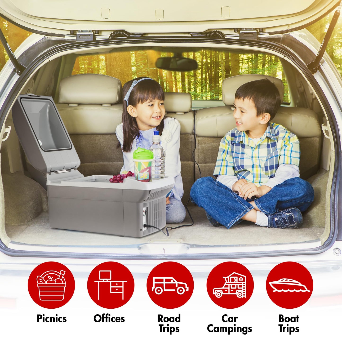 Wagan EL6214 Personal Thermoelectric Cooler/Warmer, 14 Liter Capacity, Portable Electric Car Cooler with 12/24V DC, 12V Small Fridge for Car, RV, and Camping Use, UL Listed