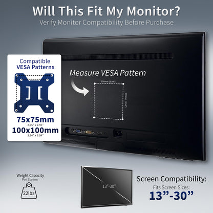 VIVO Dual Monitor Desk Mount, Holds 2 Computer Screens up to 30 inches and 22lbs Each, Heavy Duty Fully Adjustable Steel Stand with C-Clamp and Grommet, Black, STAND-V002