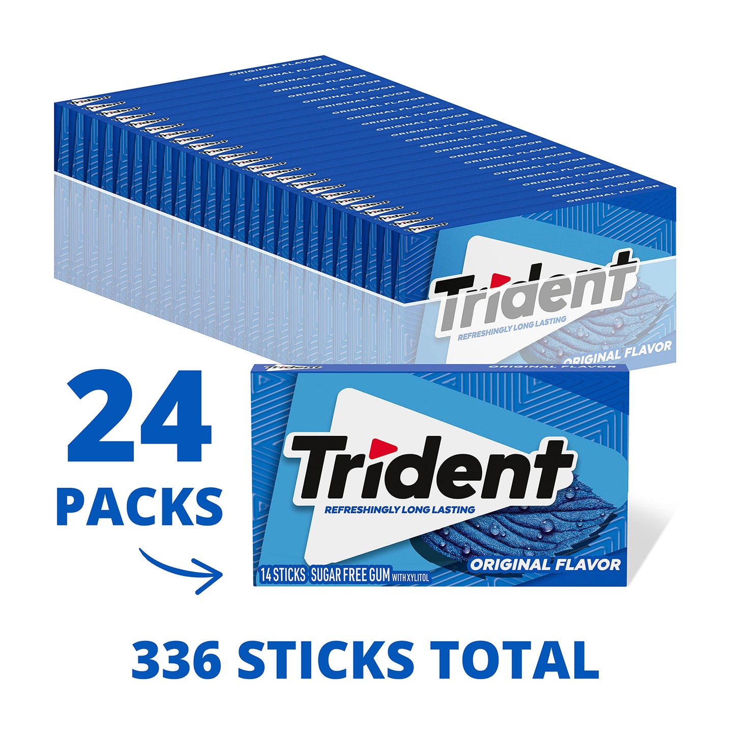 Trident Original Flavor Sugar-Free Chewing Gum, 14 Pieces (Pack of 24) (336 Total Pieces)