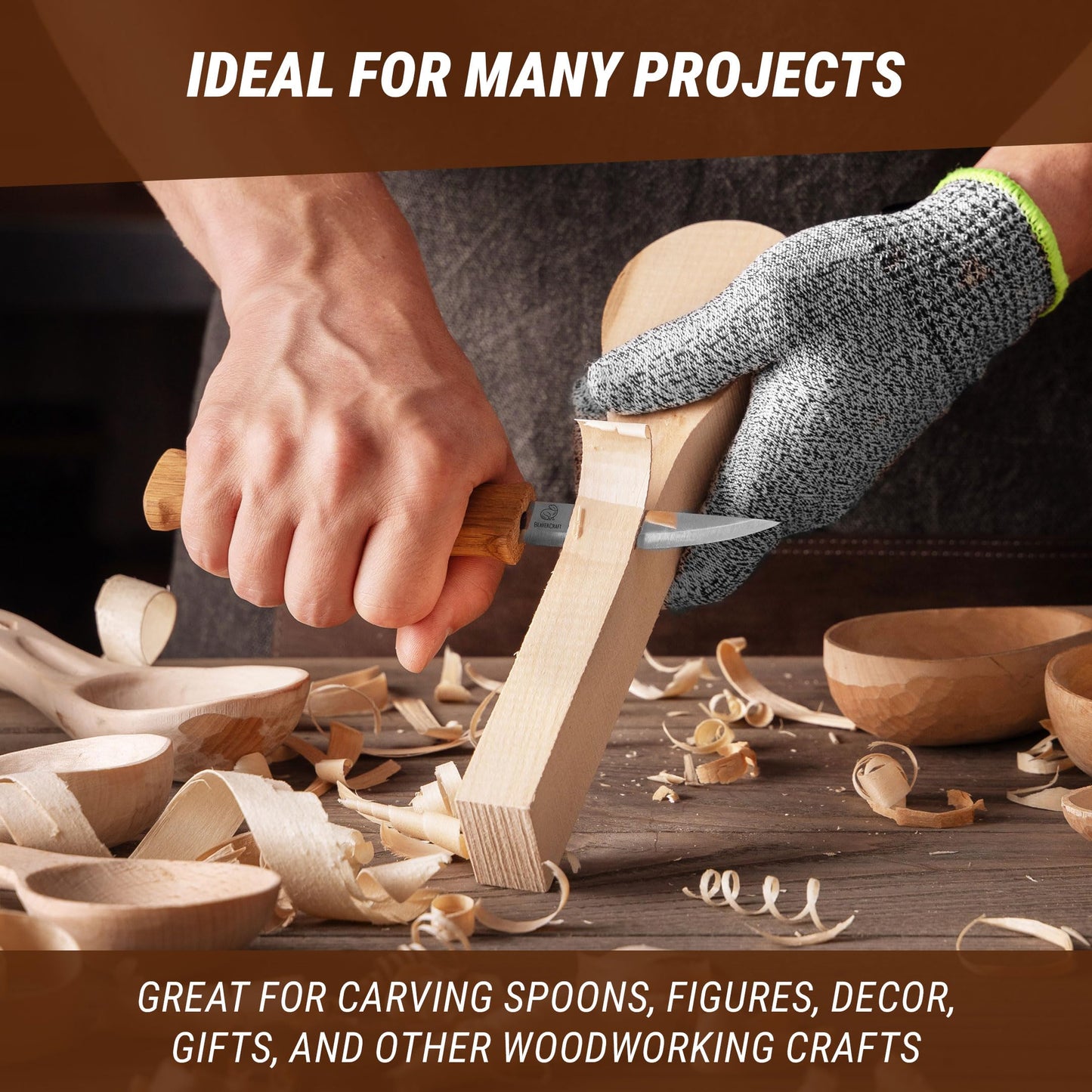 BeaverCraft Wood Carving Knife C4 3.14" Whittling Sloyd Knife for Roughing - Spoon Carving Tools for Beginner to Pro Carver - Whittling Knives for Woodworking