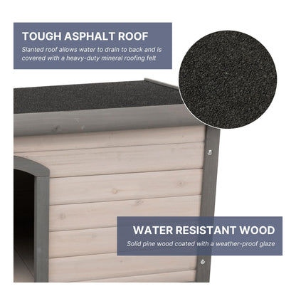 TRIXIE Natura Classic Dog House – Outside, Large, Weatherproof Sealer & Hinged Roof, Adjustable Legs