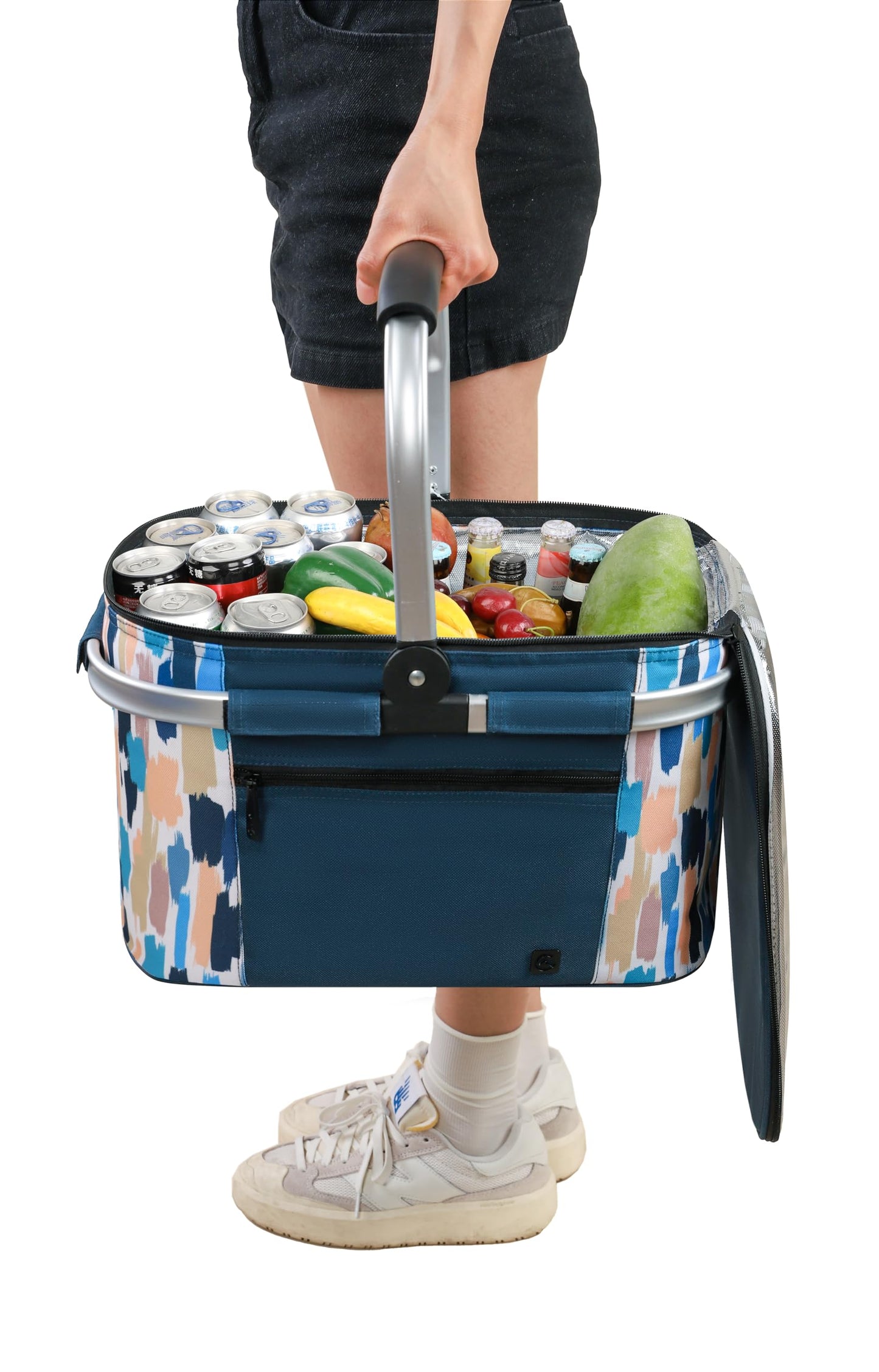 ALLCAMP Insulated Cooler Bag Portable Collapsible Picnic Basket Cooler with Sewn in Frame (Medium Graffiti Pattern)