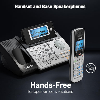 VTech DS6151-2 2 Handset 2-Line Cordless Phone System for Home or Small Business with Digital Answering System & Mailbox on Each line, Silver