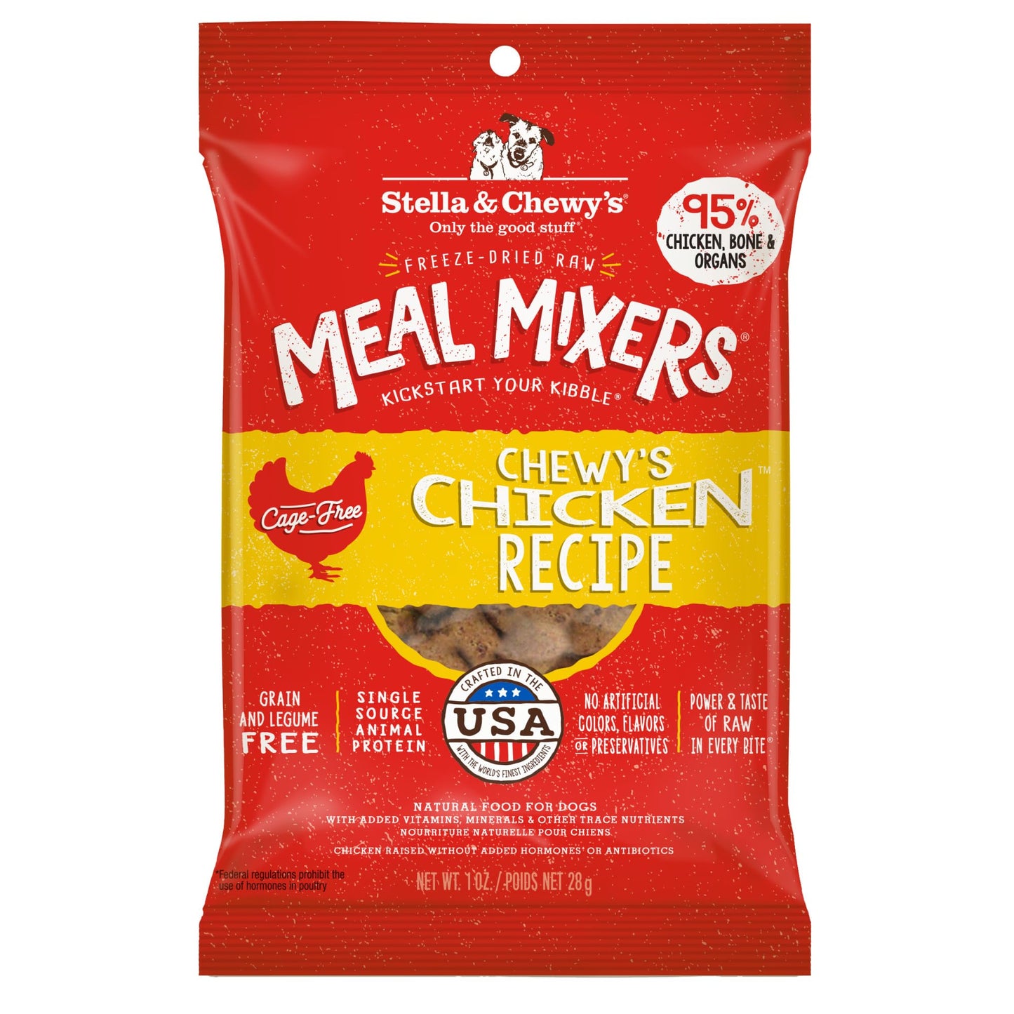 Stella & Chewy's Freeze-Dried Raw Chicken Meal Mixers- Dog Food Topper and Mixer - Made with 95% Cage-Free Chicken, Organs & Bone - Perfect for Picky Eaters - Grain-Free - 1oz