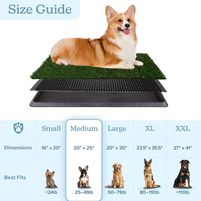 Artificial Grass Puppy Pee Pad for Dogs and Small Pets - 20x25 Reusable 3-Layer Potty Training Pad with Tray - Dog House and Pet Supplies by PETMAKER