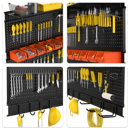 Ultrawall Black Pegboard Wall Organizer, 48X 36 inch for Garage Storage with Hooks, Storage Bins, Tool Panel Organizer, 72pcs