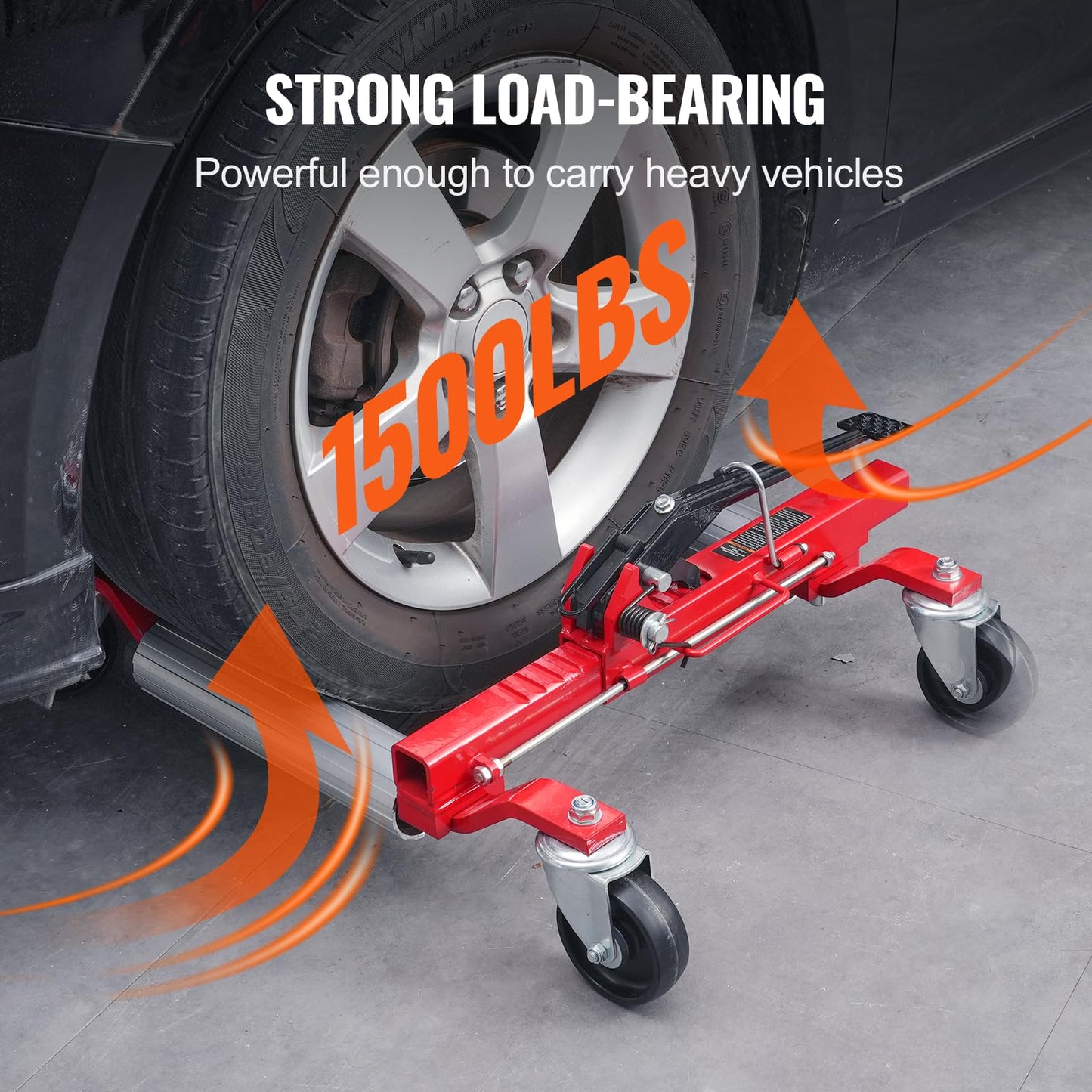 VEVOR Wheel Dolly, 1 Piece Wheel Dolly Car Skate, Heavy Duty Vehicle Positioning with Ratcheting Foot Pedal, Ratchet Type Tire Skate Tire Jack for Car Truck RV Trailer, 1500 LBS
