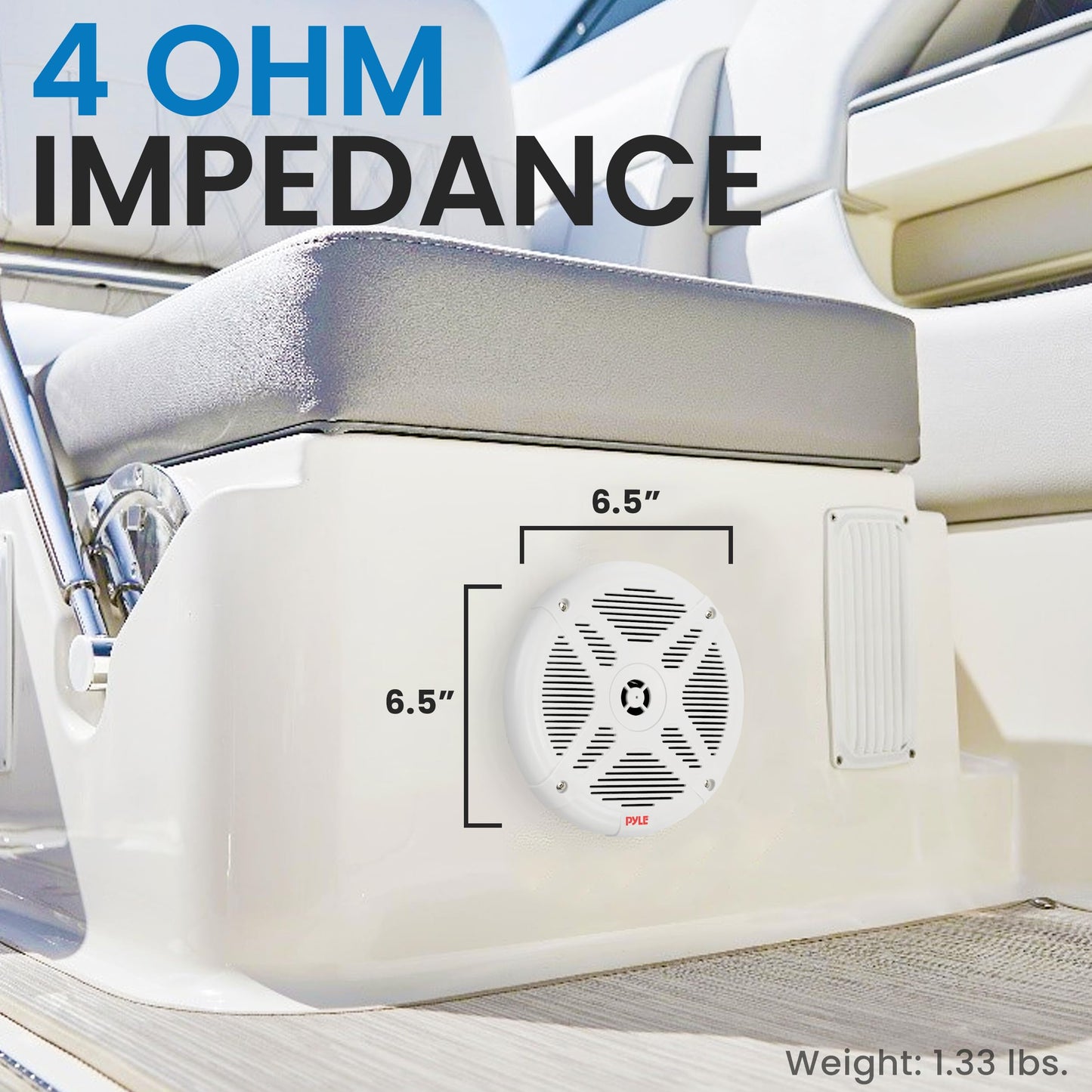 Pyle 6.5 Inch Marine Speakers (Pair) - 2-way IP-X4 Waterproof and Weather Resistant Outdoor Audio Dual Stereo Sound System with 600 Watt Power and Low Profile Design - Pyle PLMR652W (White)