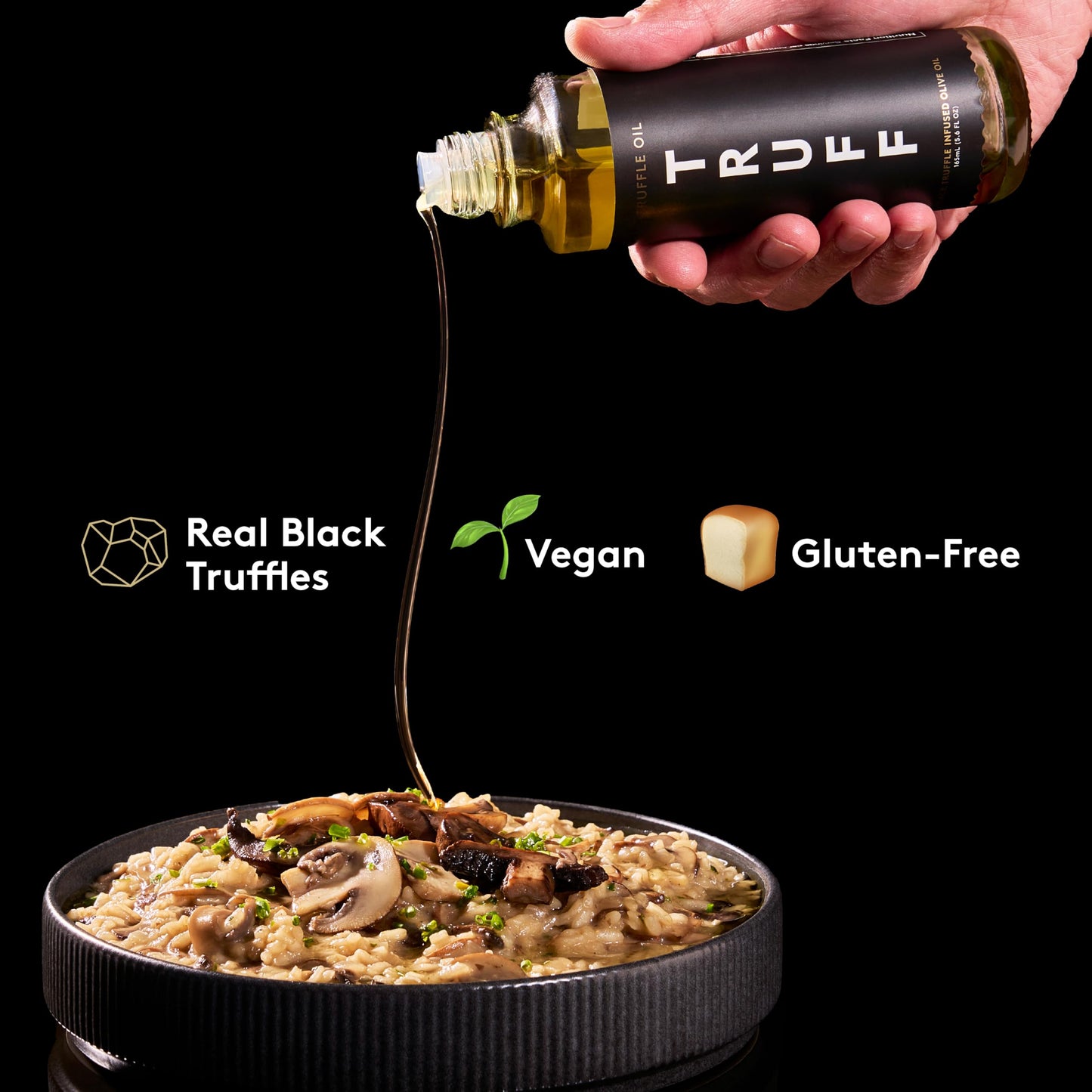 TRUFF Black Truffle Oil - Black Truffle Infused Olive Oil - Gourmet Dressing, Seasoning, Marinade, or Drizzle, Non-GMO, Gluten-Free, 5.6 fl.oz