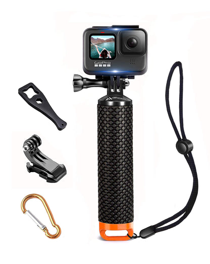 Floating Hand Grip Waterproof Monopod for GoPro Hero 13 12 11 10 9 8 7 6 5 4 3+ Session Black Silver Action Camera Handler & Handle Mount Accessories for Underwater Snorkeling & Water Sports (Orange)