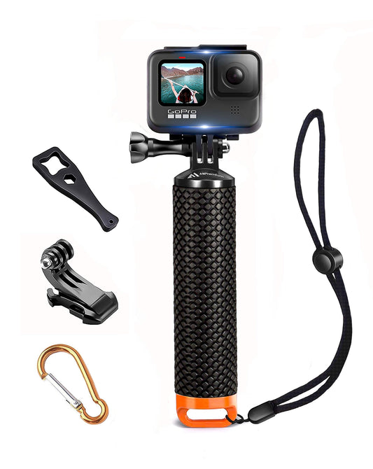 Floating Hand Grip Waterproof Monopod for GoPro Hero 13 12 11 10 9 8 7 6 5 4 3+ Session Black Silver Action Camera Handler & Handle Mount Accessories for Underwater Snorkeling & Water Sports (Orange)