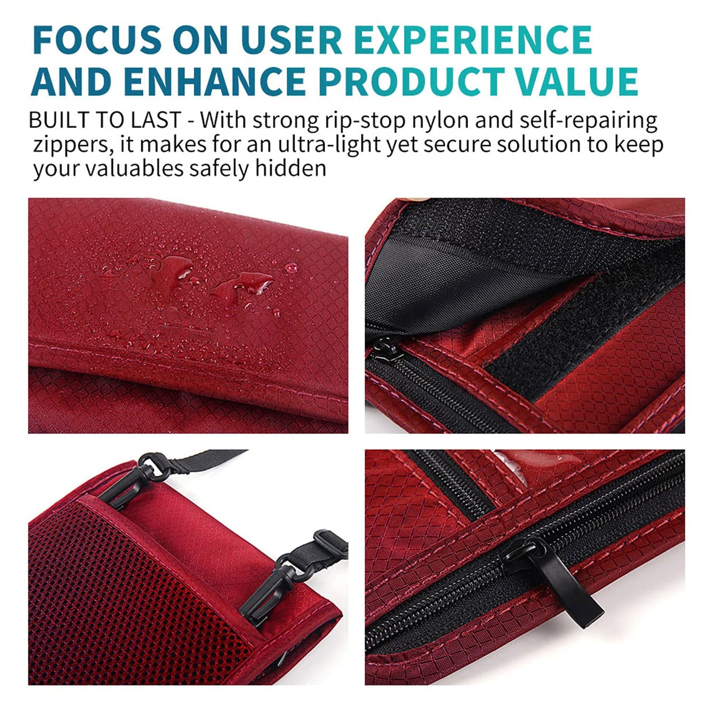 RFID Blocking Passport Holder Wallet with Neck Stash Pouch for Traveling Security Credit ID Card