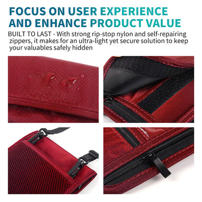RFID Blocking Passport Holder Wallet with Neck Stash Pouch for Traveling Security Credit ID Card