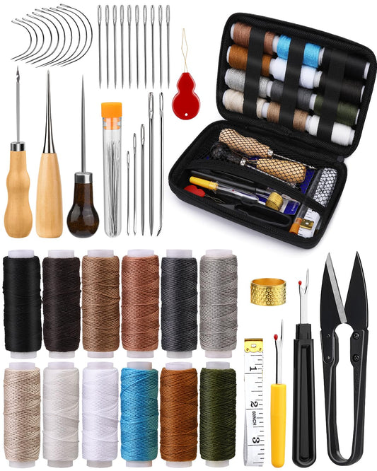 BAGERLA Heavy Duty Sewing Kit, 48pcs Needle and Thread Kit with Upholstery Thread Needles Sewing Awl Seam Ripper, Upholstery Repair Sewing Kit for Car Seats Carpets Shoes Backpacks DIY Crafting