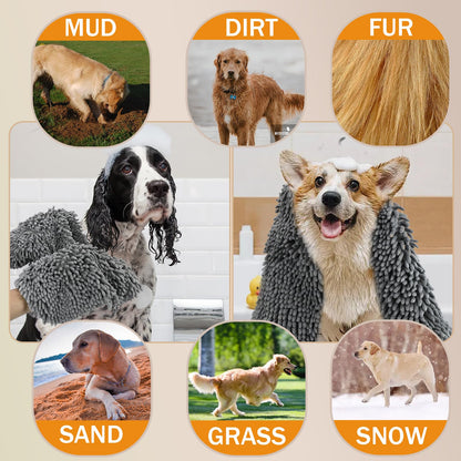Puomue Microfiber Dog Towels for Drying Dogs, Super Absorbent, Soft and Quick Drying Pet Grooming Towel, 31Inch X 13Inch, Perfect Pets' Shower & Bath Supplies for Dog and Cat, Machine Washable, Grey
