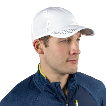 TrailHeads Men's Running Cap with UV Protection, Lightweight & Quick Drying Performance Sports Hat, UPF 50, Adjustable Fit - White/Reflective