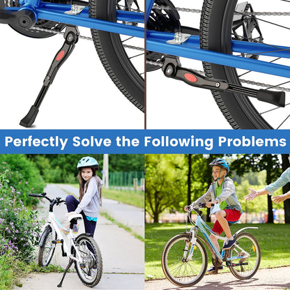 VECKUSON Kickstand for Kids Bike, Bicycle Kickstands Center Mount for 16 18 20 Inch Bicycles Adjustable Aluminum Alloy Kickstands for 16 18 20 inch Mountain Bike,Height for 20-26cm