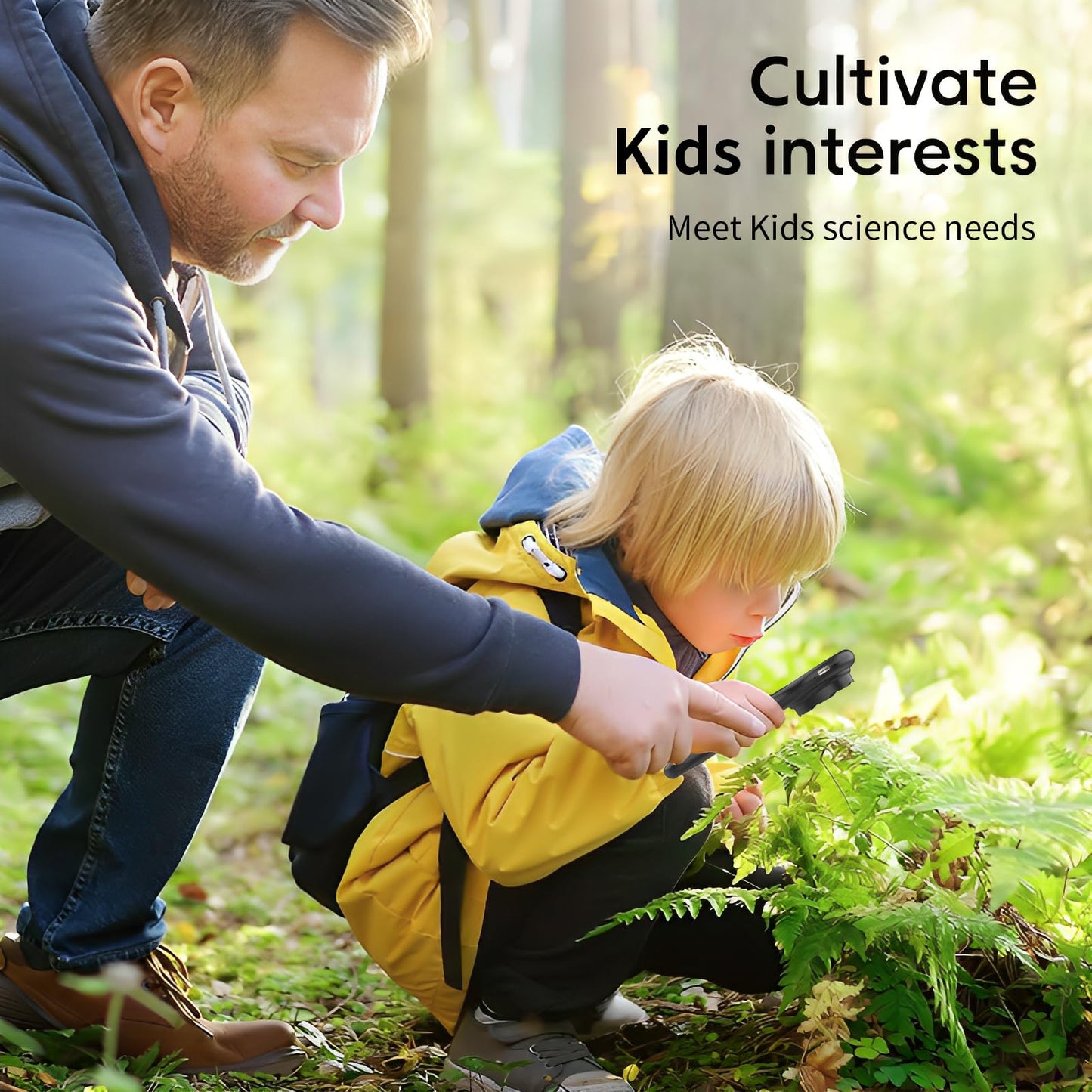 Ashfly Magnifying Glass - Mini LED Pocket Microscope for Kids(5-10 Years) - Educational Science Kit Durable Design - Ideal Gift for Girls (Black)