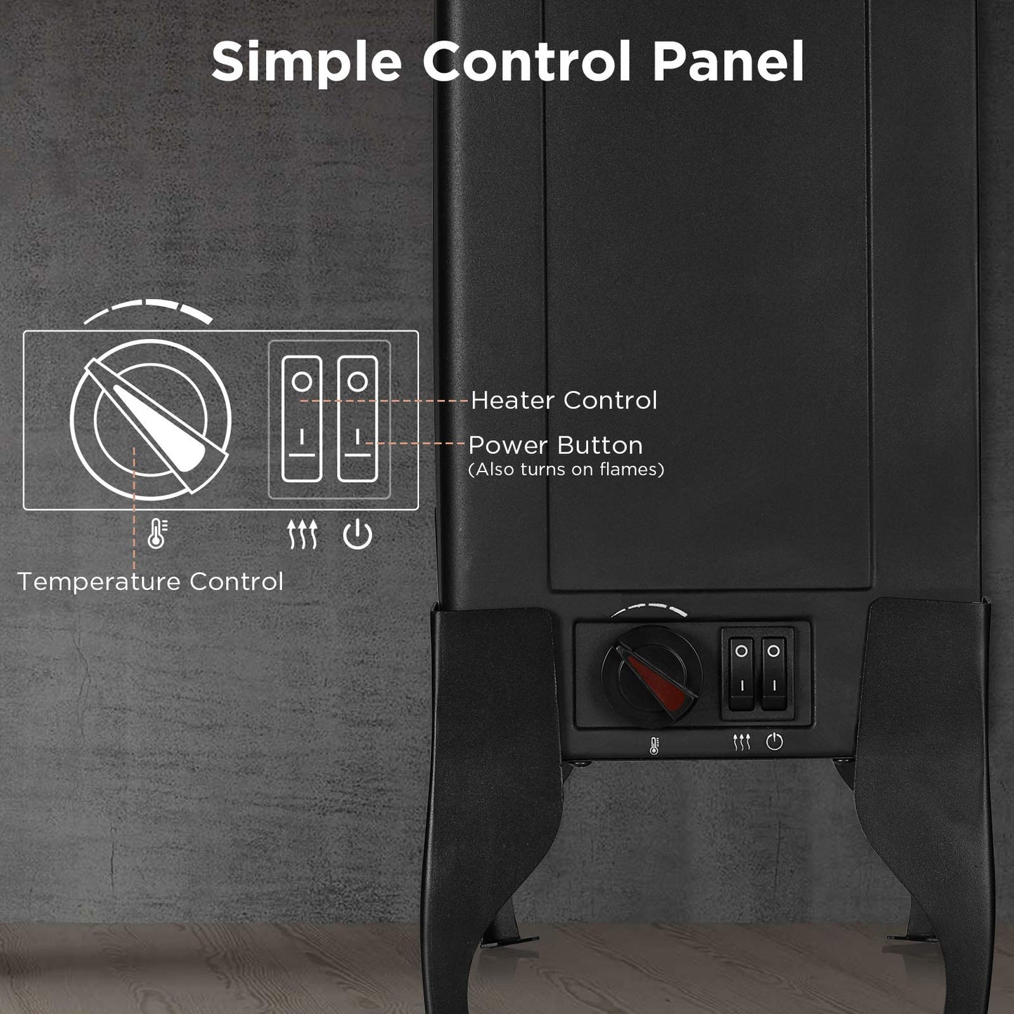 TURBRO Suburbs TS17 Compact Electric Fireplace Stove, 18” Freestanding Stove Heater with Realistic Flame - CSA Certified - Overheating Safety Protection - for Small Spaces - 1400W