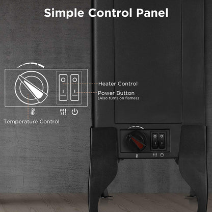 TURBRO Suburbs TS17 Compact Electric Fireplace Stove, 18” Freestanding Stove Heater with Realistic Flame - CSA Certified - Overheating Safety Protection - for Small Spaces - 1400W