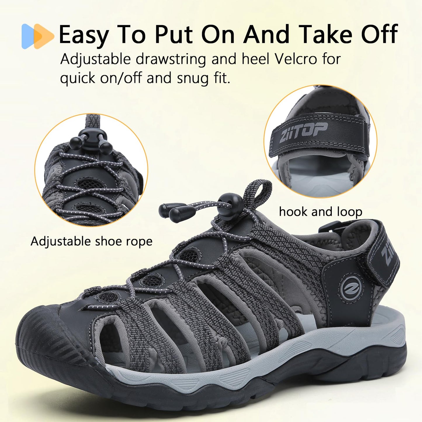 ziitop Outdoor Hiking Sandals for Women Closed Toe Athletic Sport Women's Sandals Summer Lightweight Trail Walking Water Shoes