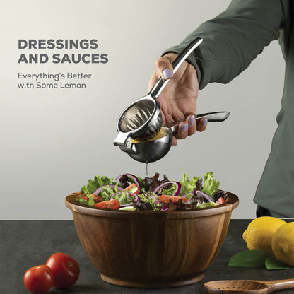 Premium Lemon Squeezer Stainless Steel - Heavy Duty Lime Squeezer, Lemon Juicer Manual With Comfortable Handle For Extracting All Juice Possible - Hand Citrus Juicer