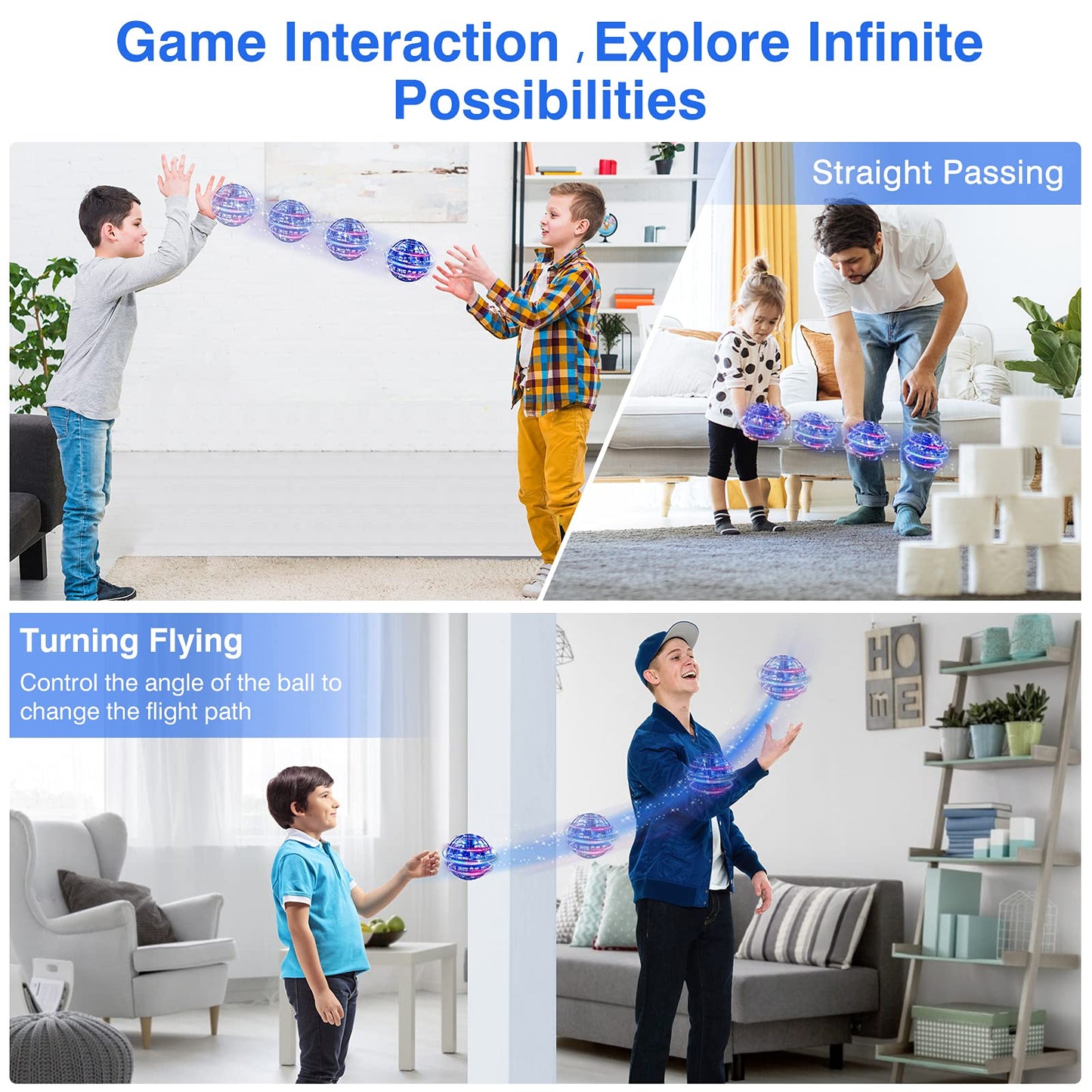 Ciniffo Flying Orb Ball 2025, Hand Controlled Boomerang Spinner Mini Drone Cosmic Globe Toy, Cool Toys Gift for 6 7 8 9 10+ Year Old Boys Girls Teens Outdoor Toys(Blue)