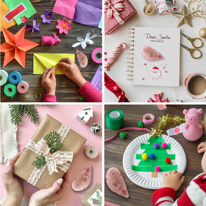 Glue Tape for Scrapbooking, Pack of 4 Scrapbook Tape, Double Sided Tape Roller for Crafts, 26 Ft x 0.31 In Tape Runner, Journaling Supplies, Craft Supplies for Scrapbooking, Gift Wrapping, Photo Tape.