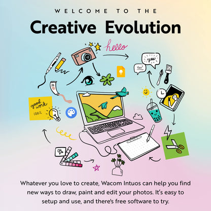 Wacom Intuos Medium Bluetooth Graphics Drawing Tablet, Portable for Teachers, Students and Creators, 4 Customizable ExpressKeys, Compatible with Chromebook Mac OS Android and Windows - Black