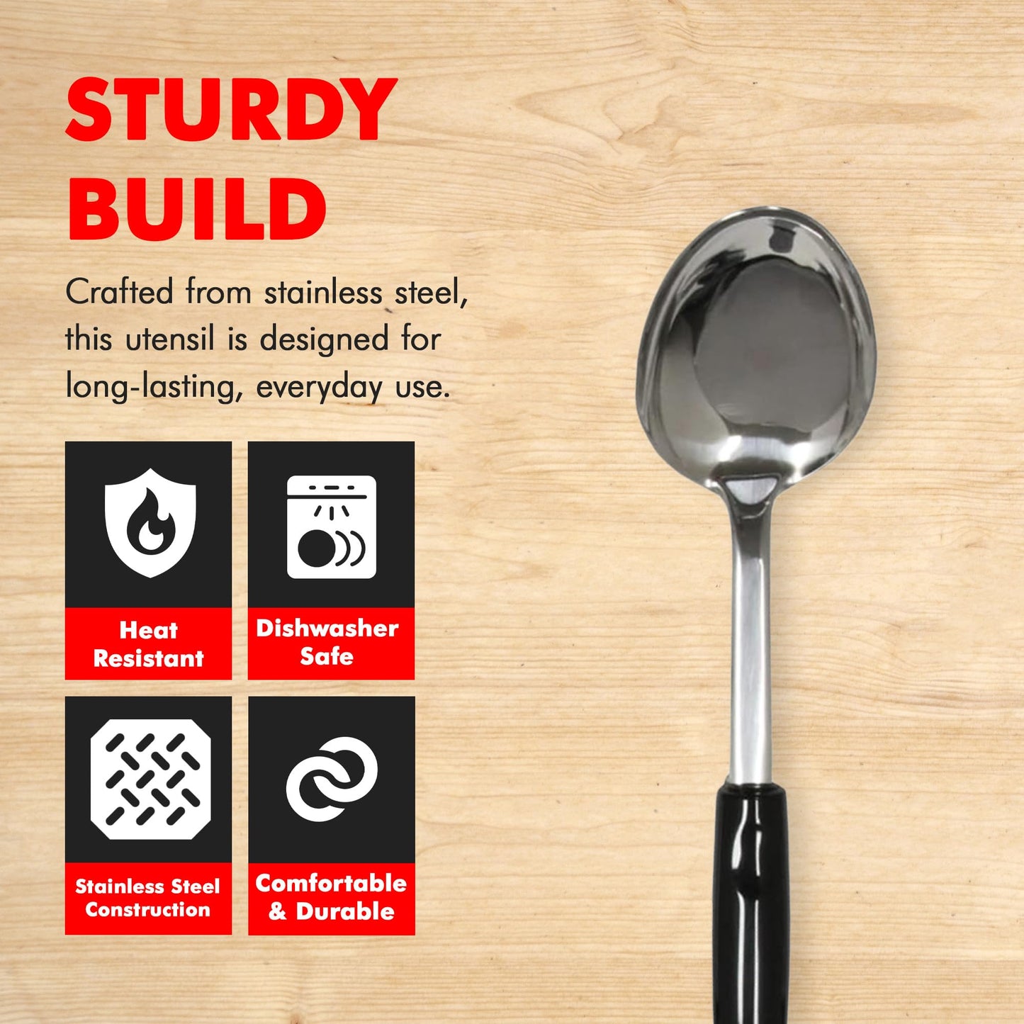 Chef Craft Select Heavy Duty Basting Spoon, 12 inch, Stainless Steel