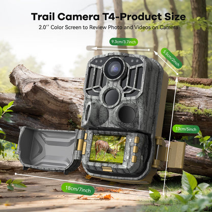 DEATTI Trail Camera 48MP 4K Game Camera with 8 Batteries 32GB SD Card,WiFi Bluetooth Connection,Trail Cameras with Night Vision Motion Activated Waterproof for Wildlife Deer Outdoor 0.1s Trigger Time