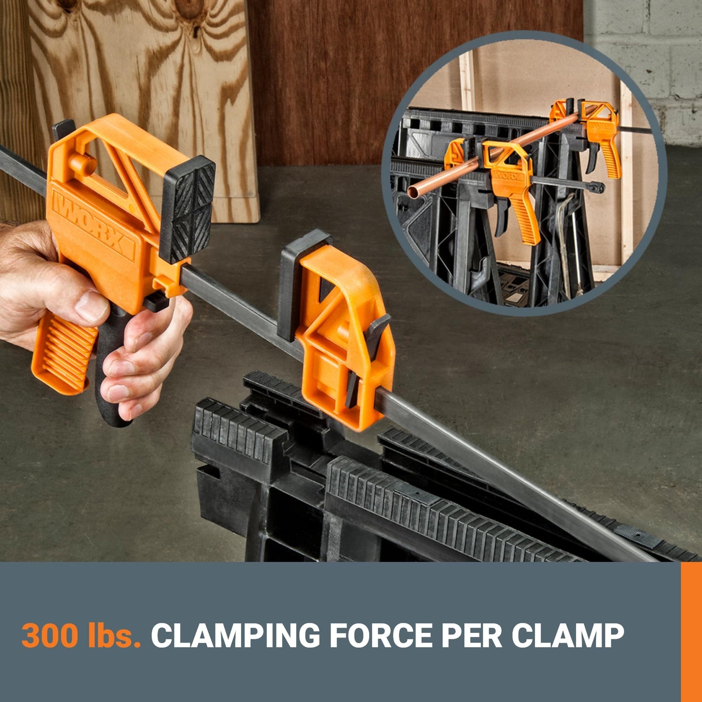 Worx WX065 Clamping Sawhorses with Bar Clamps