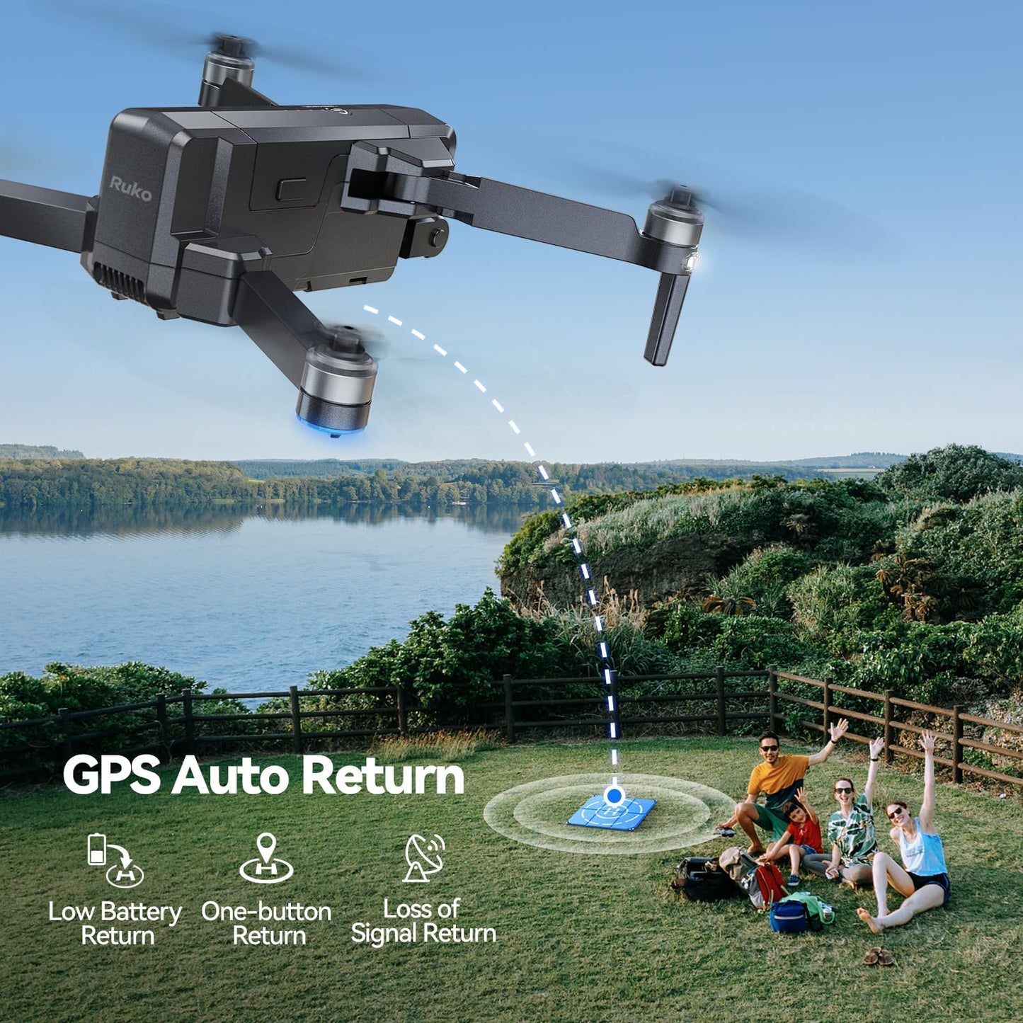 Ruko F11GIM2 Drones with Camera for Adults 4K, 64Mins Flight Time, Gimbal & EIS 4K Camera, 16404ft Digital video Transmission, GPS Auto-return Professional Quadcopter, Level 6 Wind Resistance