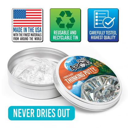Crazy Aaron's Thinking Putty - Liquid Glass - See-Through Putty for Kids and Adults in a 4" Tin - Creative and Endless Fun, Stress Relief Therapy Toys, Never Dries Out - Made in USA