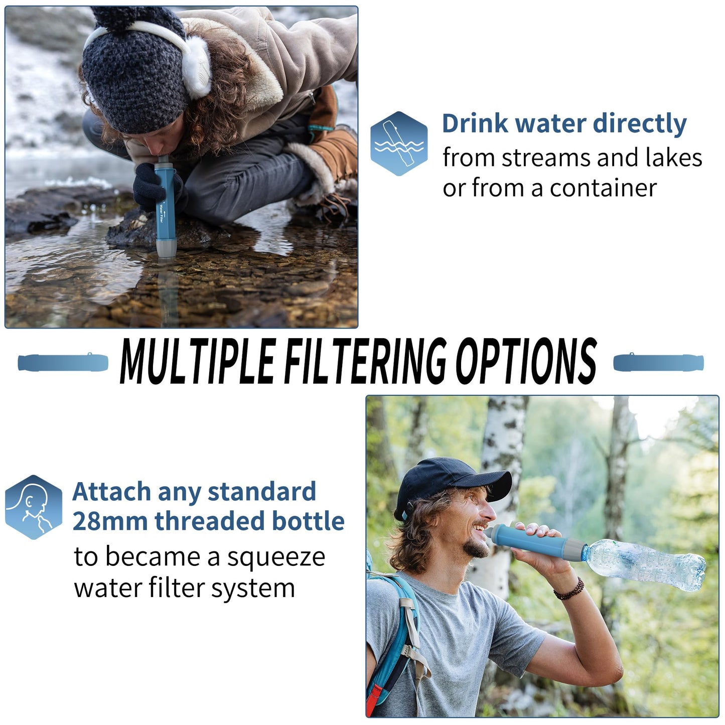 Yuclet 4 Pack Water Filter Straw, Portable Personal Water Filtration System, Water Purifier Survival, Emergency Preparedness for Camping Hiking Drinking Travel Hunting and Family Outing