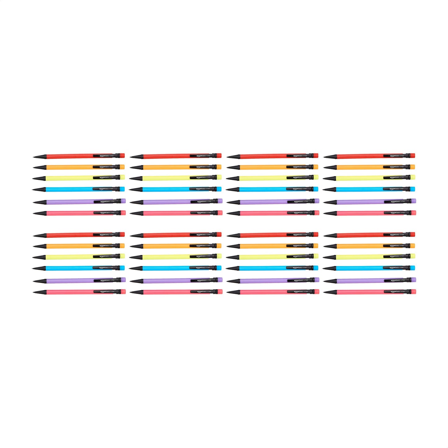 Amazon Basics Mechanical Pencils 0.7mm For Writing, Drawing, Bulk Office and School Supplies, Multicolor, 48-Pack