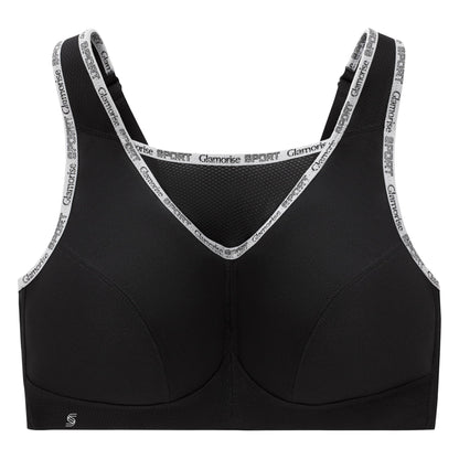 Full Figure Plus Size No-Bounce Camisole Sports Bra Wirefree #1066 Black