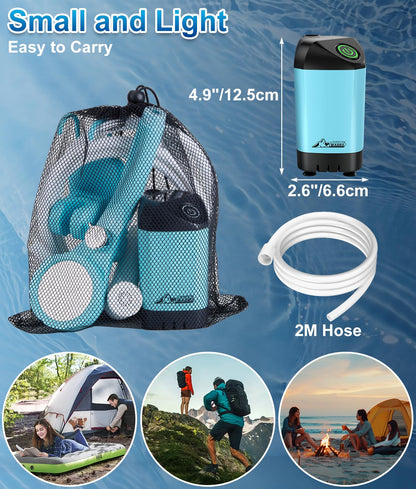 WADEO Portable Shower Camping Shower Outdoor Camp Shower Pump, Electric Rechargeable Portable Camping Shower, Powered by Rechargeable Battery for Camping, Hiking, Traveling