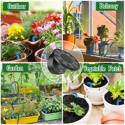 Solar Automatic Drip Irrigation System Kit, Auto Watering Kit for DIY Garden Watering System with 9 Timing Modes and Anti-Siphon Set，Indoor/Outdoor Garden, Balcony & Patio Irrigation System