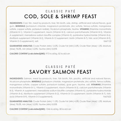 Purina Fancy Feast Seafood Classic Pate Collection Grain Free Wet Cat Food Variety Pack - (Pack of 30) 3 oz. Cans