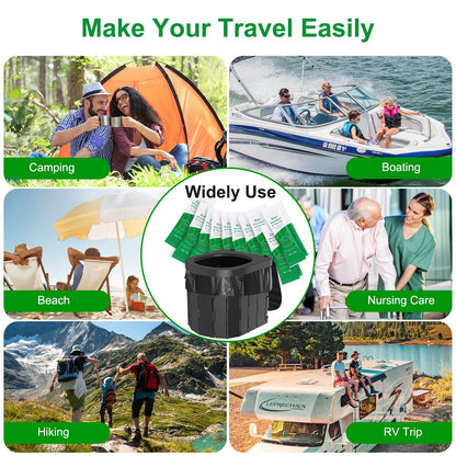 Siewl Portable Toilet Absorbent Gel Powder, Poo Gel for Camping Toilet Powder, Poo Urine Powder for Potty Bags, Poo Deodorizing Treatment for Outdoor Camping Hiking Emergency Toilet (100Pack)