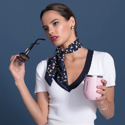 Corkcicle Luxe Collection 12 Oz Triple Insulated Stainless Steel Stemless Travel Cup with Lid & Silicone Bottom for Hot and Cold Drinks, Rose Metallic