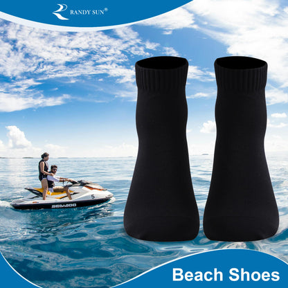 RANDY SUN Outdoor Water Sport Sand Playing Socks, Unisex Summer Not Waterproof Shoes for Beach Pool Swim Surf Yoga Exercise With TPE Sole Protect Against Hot Sand(2 Pairs Black&Yellow Printed Ankle M