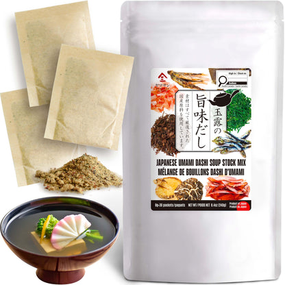 Chaganju Dashi - Umami Powder Soup Stock - Japanese Food, Bonito Flakes, Kelp, Mushroom, 8g×30pacs