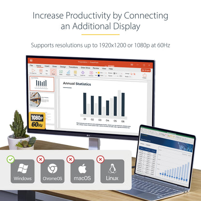 StarTech.com USB 3.0 to HDMI Adapter, USB to HDMI Monitor Converter for Windows, 1080P, TAA (no support for macOS/ChromeOS/Linux)