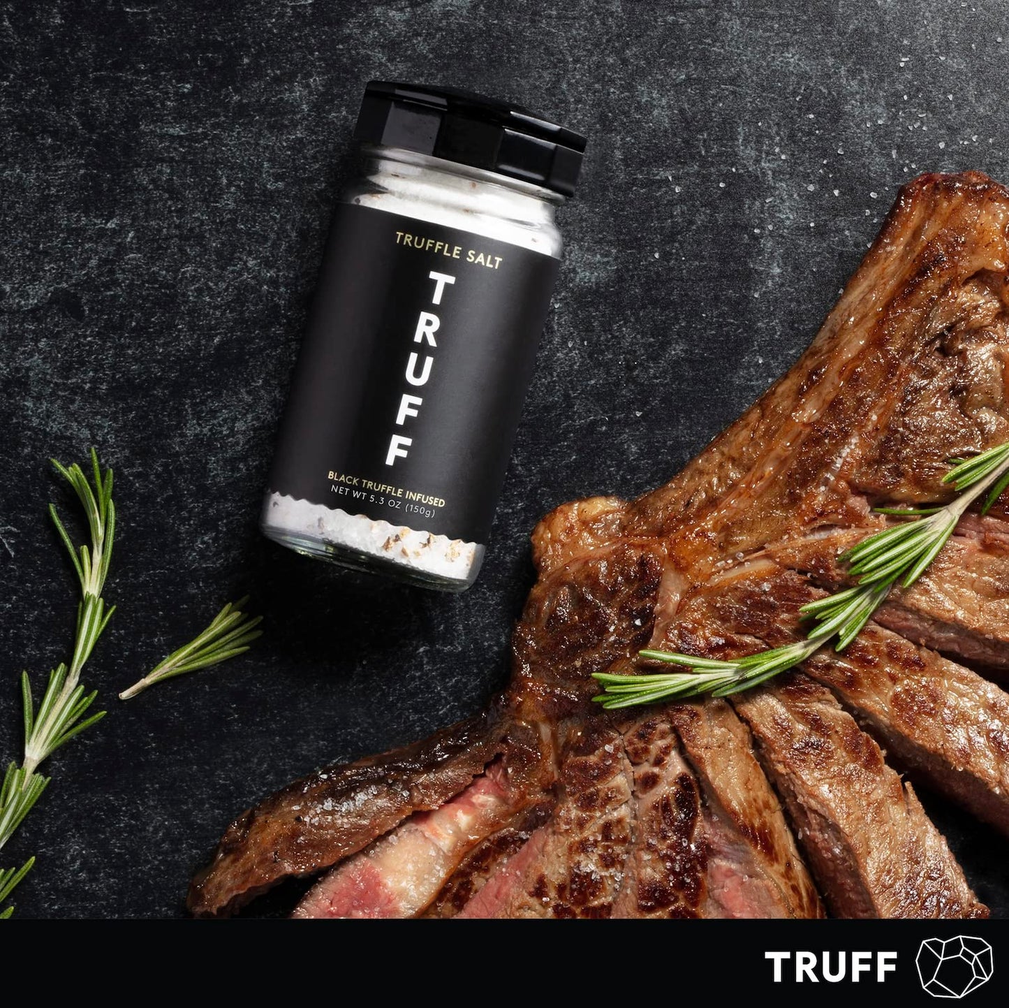 TRUFF Black Truffle Salt, Fine and Coarse Sea Salt, Dried Black Summer Truffles, Specialty Seasoning for A Truly Aromatic Flavor Experience, For the Finest Steaks or Unique Everyday Popcorn (5.3 oz)