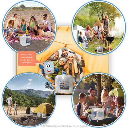 WaterStorageCube BPA-Free Collapsible Water Container with Spigot, Camping Water Storage Carrier Jug for Outdoors Hiking Backpack & Survival Kit, Foldable Portable Water Canteen (8-Pack)