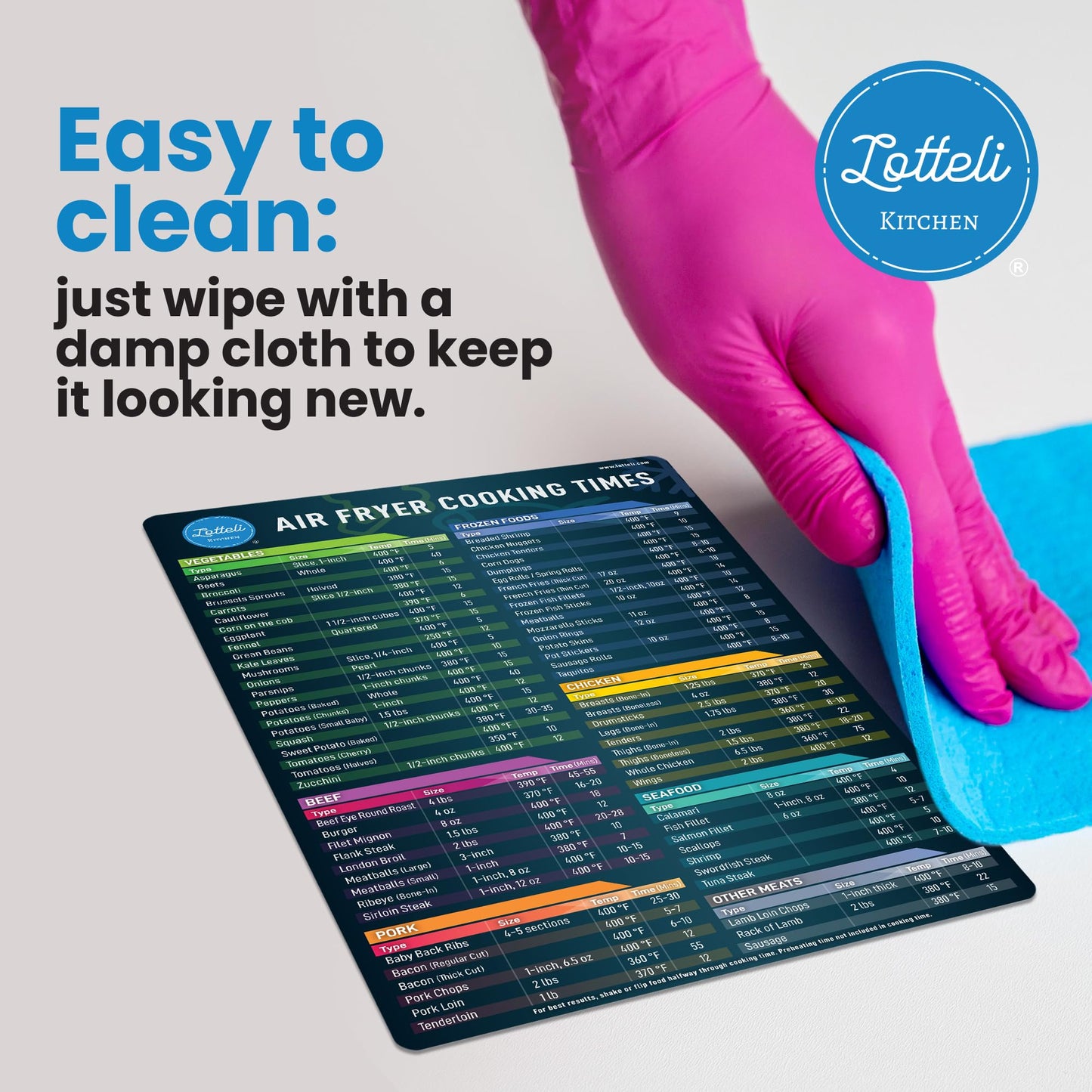 Air Fryer Magnetic Cheat Sheet Set - Air Fryer Accessories Cookbook - As Seen on the Today Show an Easy to Use AirFryer Time Chart Set - Strong Magnet Quick Reference Cooking Guide for Frying (Black)